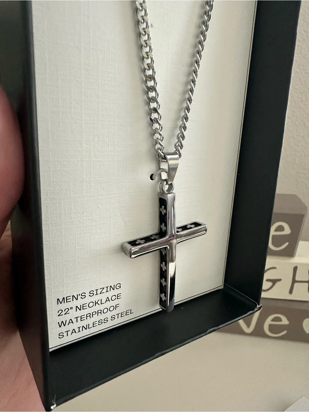 Stainless Steel Men's Cross Pendant Necklace - Silver
